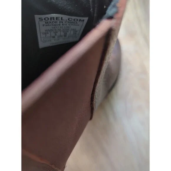 Sorel Joan of Arctic Wedge III Brown Tumbled Leather Chelsea Boots Womens 7